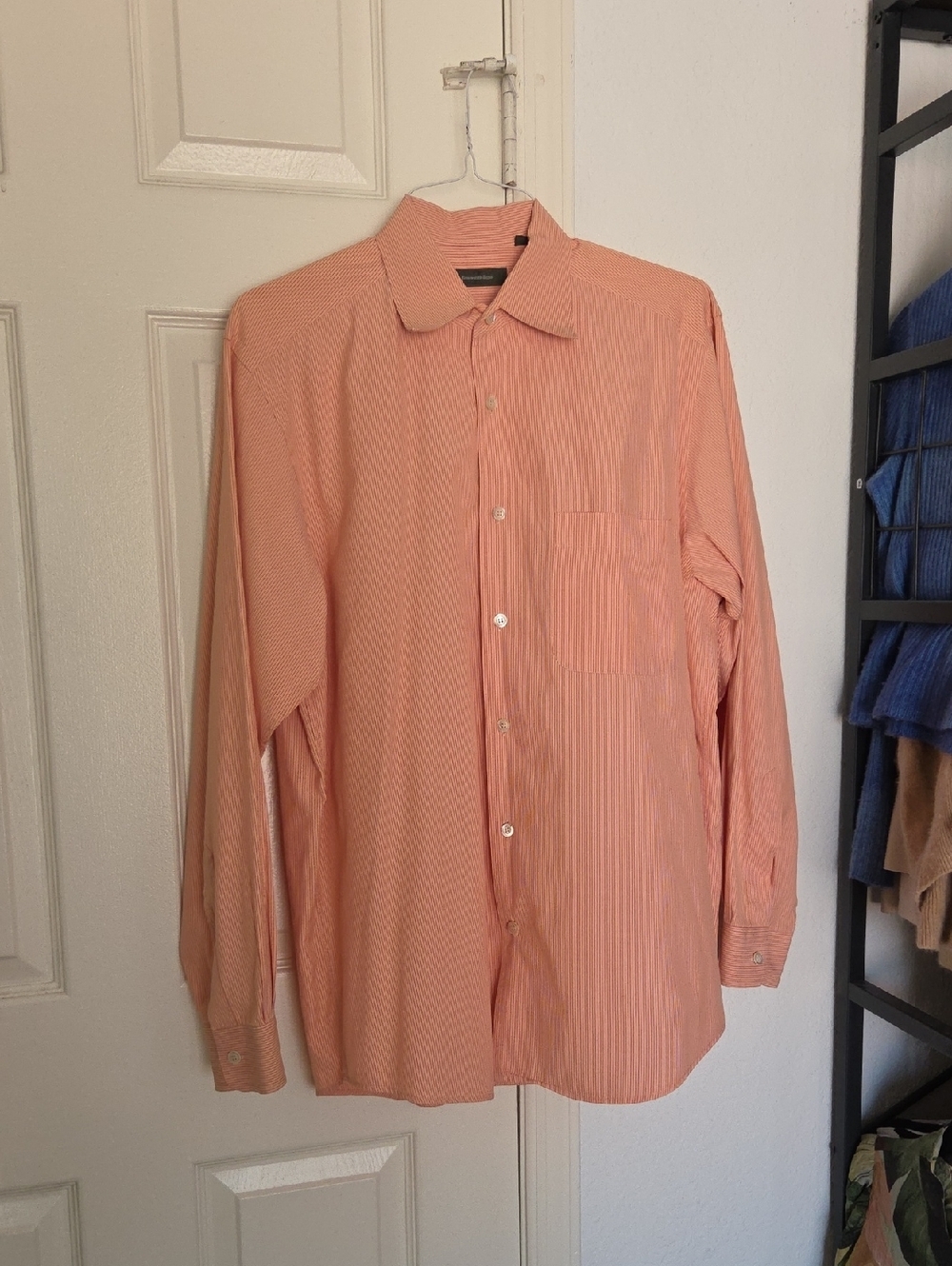 Ermenegildo Zegna Peach-Striped Dress Shirt Large